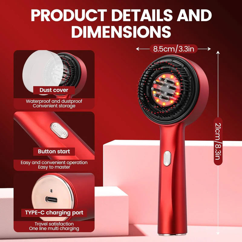 HairSpa Pro™ – Cepillo Masajeador de Cuero Cabelludo 3 en 1 | Luz Roja y Cuidado Anticaída