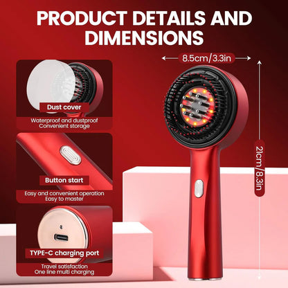 HairSpa Pro™ – Cepillo Masajeador de Cuero Cabelludo 3 en 1 | Luz Roja y Cuidado Anticaída