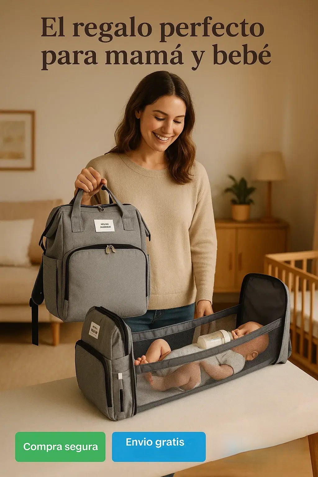 Mochila Maternal Premium Cuna 3 en 1